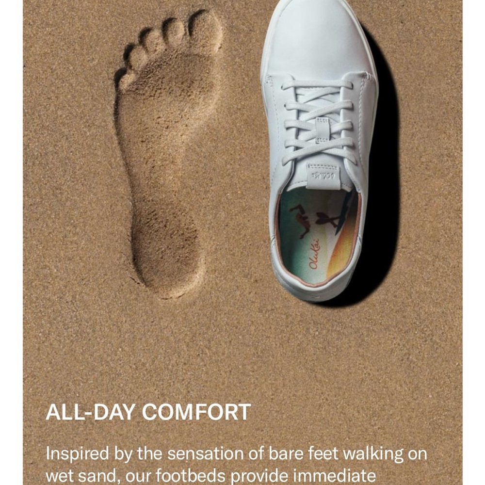 OluKai Pehuea Li 'IIi Women's Everyday Leather Sneakers 8.5 US White NEW - Picture 3 of 14